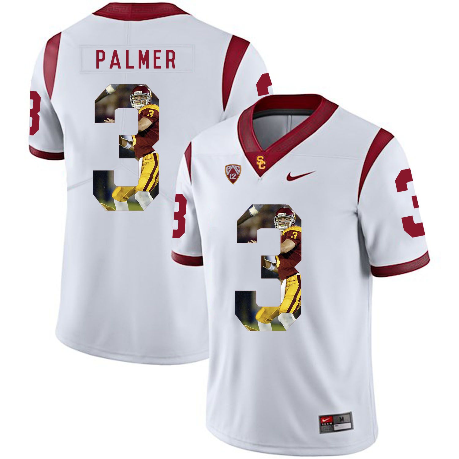 Men USC Trojans 3 Palmer White Fashion Edition Customized NCAA Jerseys